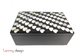Black rectangle lacquer box with heart pattern 15*26 cm